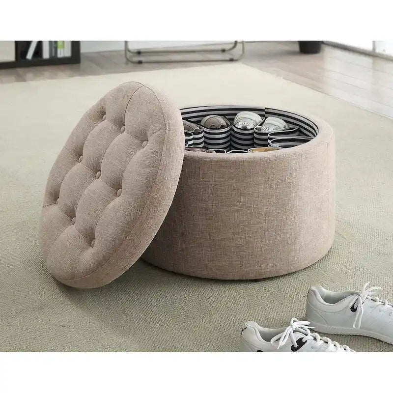 Convenience Concepts Designs4Comfort Pouf rond de rangement pour chaussures