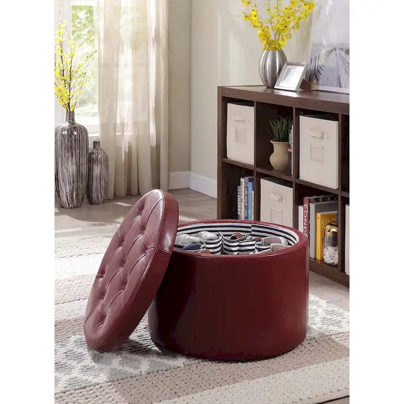 Convenience Concepts Designs4Comfort Pouf rond de rangement pour chaussures