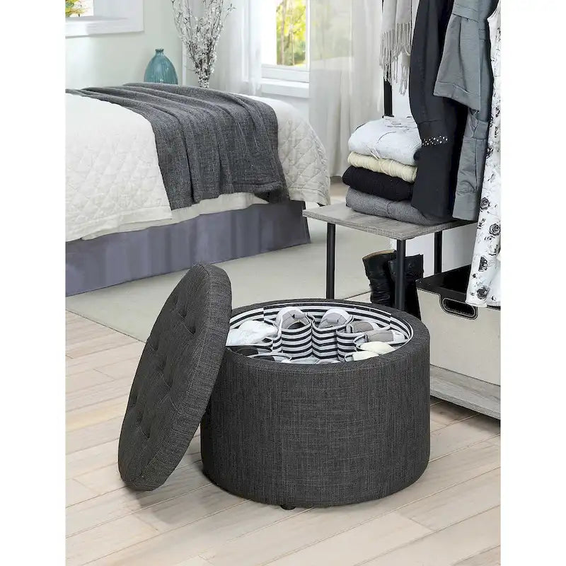 Convenience Concepts Designs4Comfort Pouf rond de rangement pour chaussures