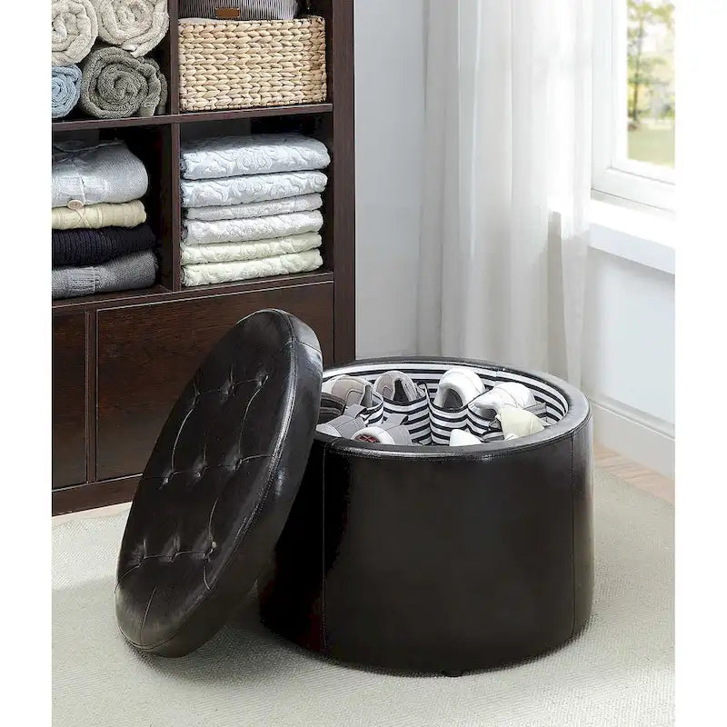 Convenience Concepts Designs4Comfort Pouf rond de rangement pour chaussures