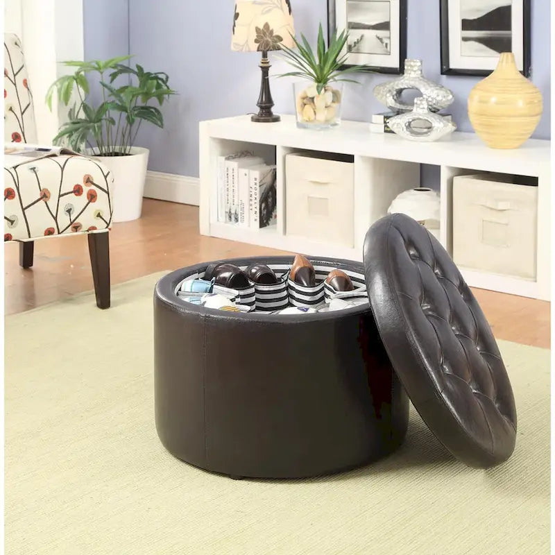 Convenience Concepts Designs4Comfort Pouf rond de rangement pour chaussures