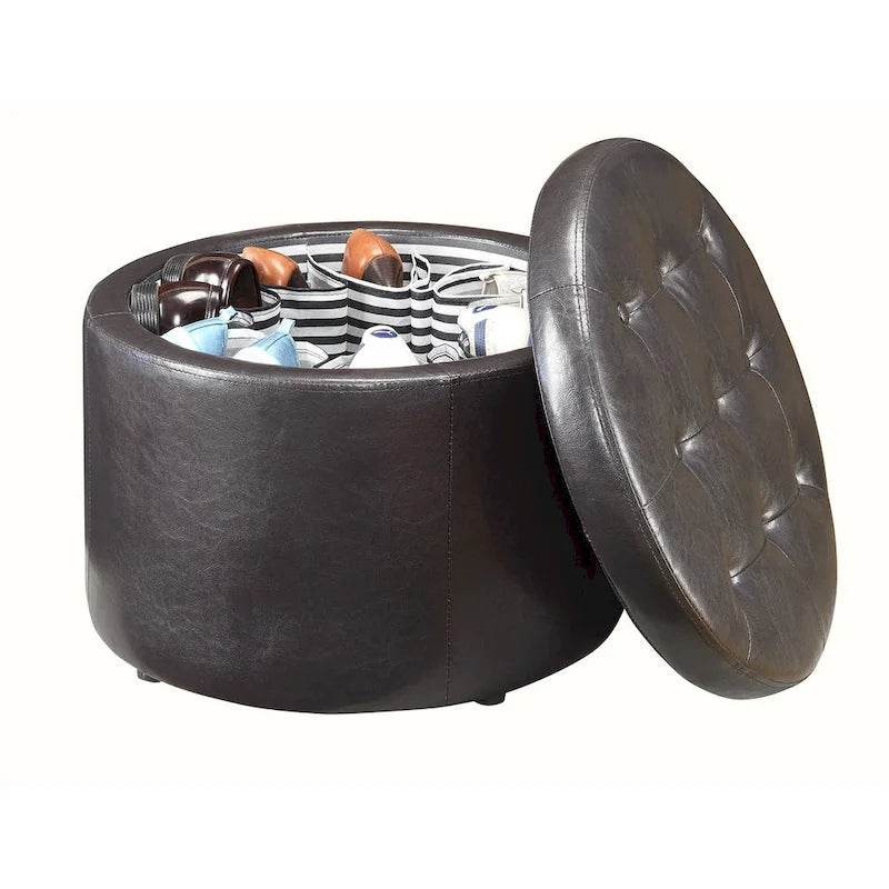 Convenience Concepts Designs4Comfort Pouf rond de rangement pour chaussures