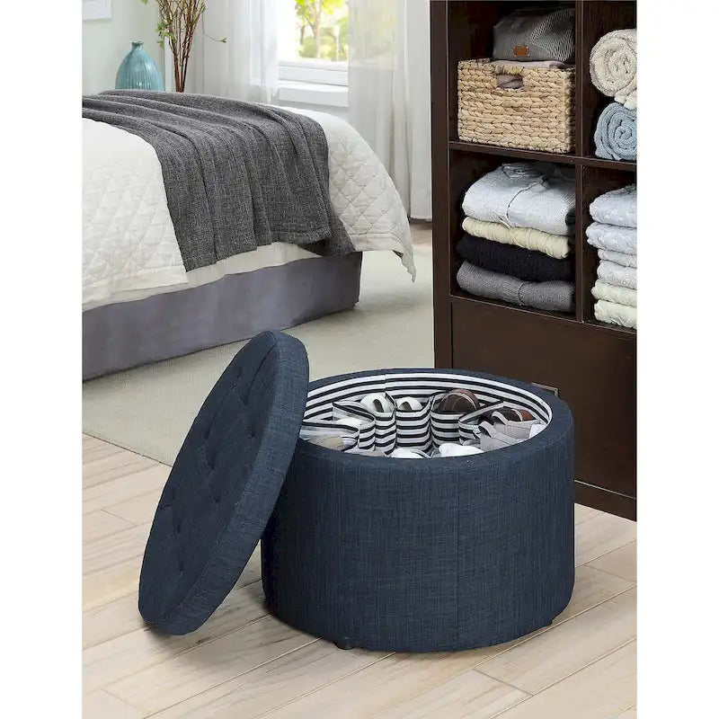 Convenience Concepts Designs4Comfort Pouf rond de rangement pour chaussures
