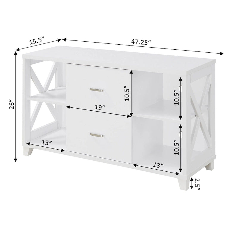 Mobile porta TV Oxford Deluxe a 2 cassetti con ripiani per TV fino a 55 pollici, Convenience Concepts