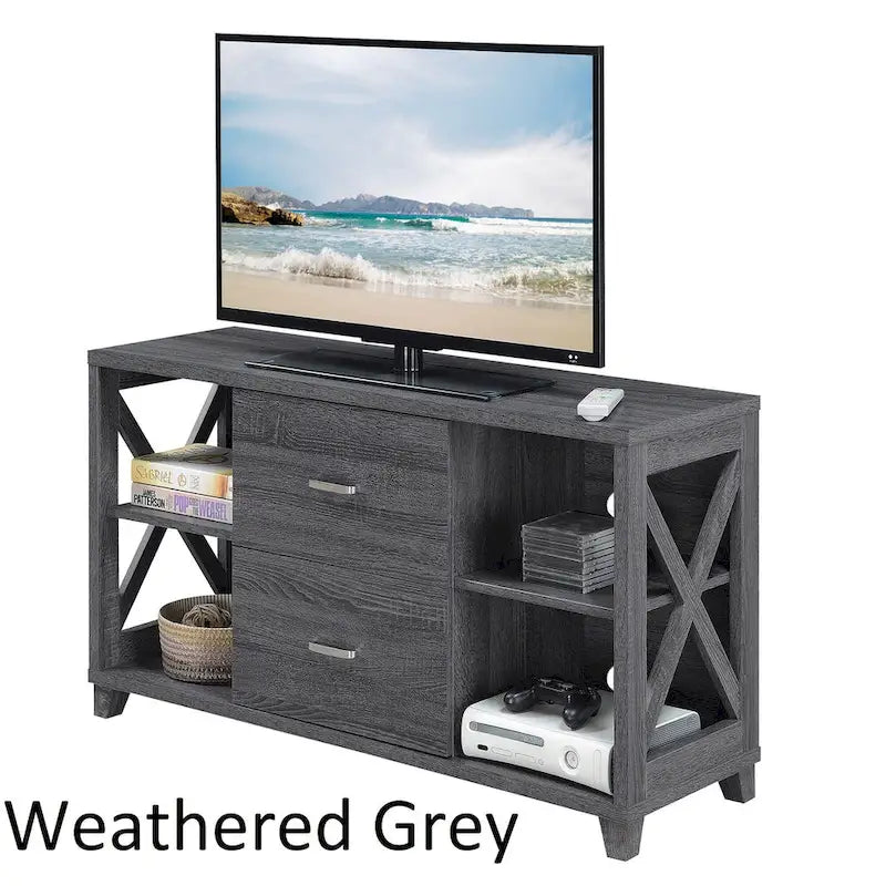 Mobile porta TV Oxford Deluxe a 2 cassetti con ripiani per TV fino a 55 pollici, Convenience Concepts