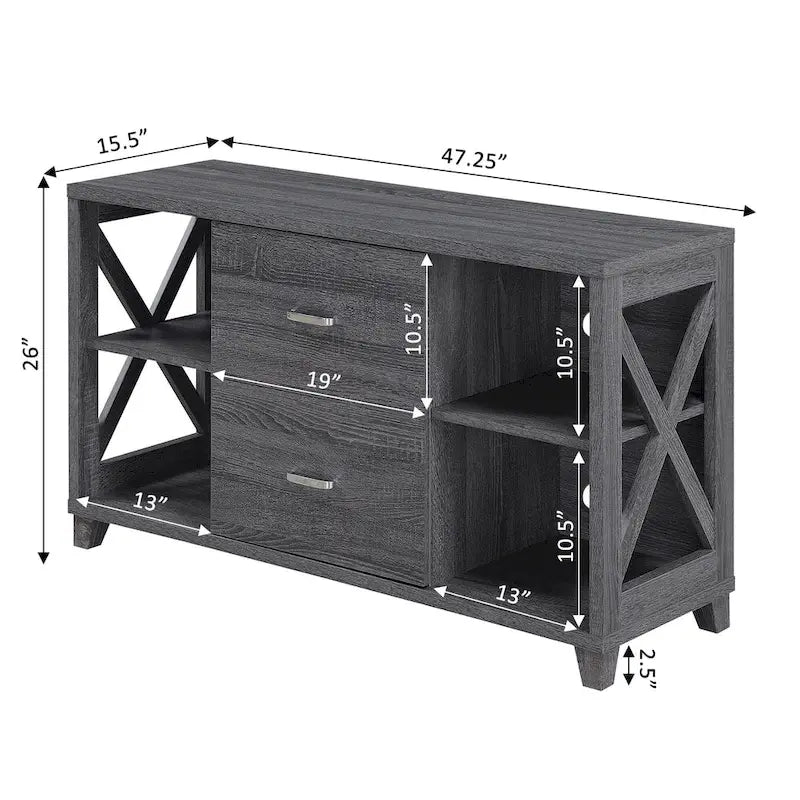 Mobile porta TV Oxford Deluxe a 2 cassetti con ripiani per TV fino a 55 pollici, Convenience Concepts