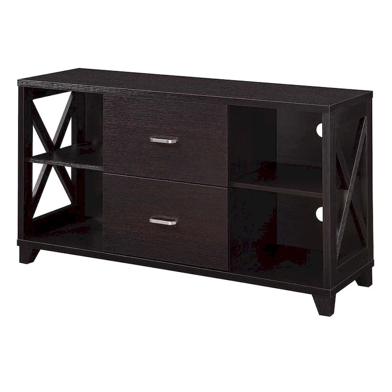 Mobile porta TV Oxford Deluxe a 2 cassetti con ripiani per TV fino a 55 pollici, Convenience Concepts