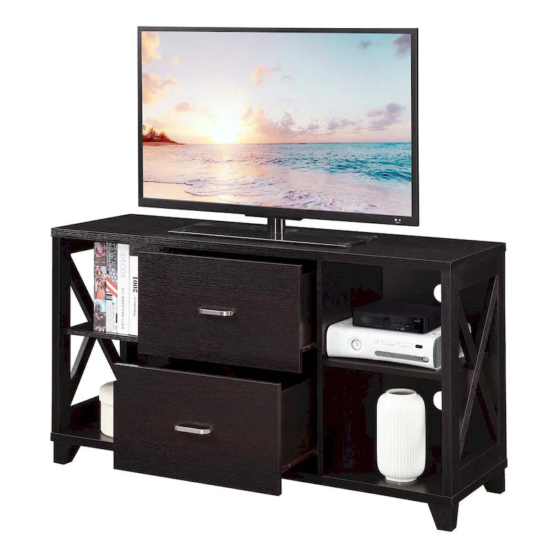 Mobile porta TV Oxford Deluxe a 2 cassetti con ripiani per TV fino a 55 pollici, Convenience Concepts