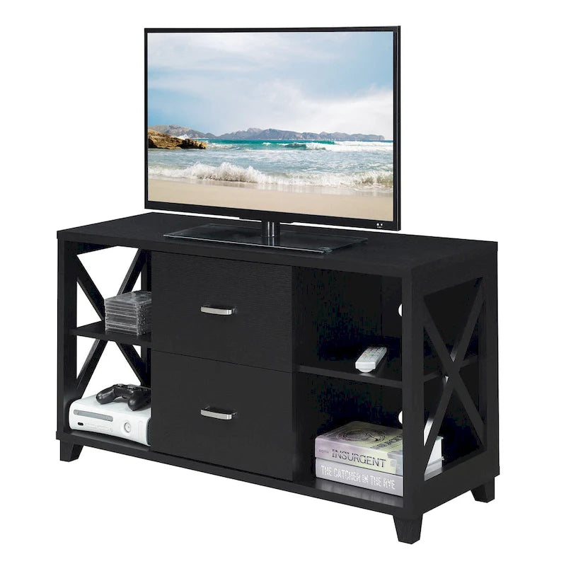 Mobile porta TV Oxford Deluxe a 2 cassetti con ripiani per TV fino a 55 pollici, Convenience Concepts