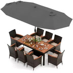 Set da pranzo da giardino Costway 11 pezzi con ombrellone a doppio lato da 4,5 m (base inclusa) beige/caffè/blu scuro/arancione/vino/grigio