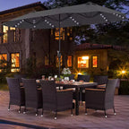 Set da pranzo da giardino Costway 11 pezzi con ombrellone a doppio lato da 4,5 m (base inclusa) beige/caffè/blu scuro/arancione/vino/grigio