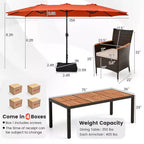 Set da pranzo da giardino Costway 11 pezzi con ombrellone a doppio lato da 4,5 m (base inclusa) beige/caffè/blu scuro/arancione/vino/grigio