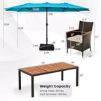 Set da pranzo da giardino Costway 11 pezzi con ombrellone a doppio lato da 4,5 m (base inclusa) beige/caffè/blu scuro/arancione/vino/grigio
