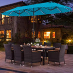 Set da pranzo da giardino Costway 11 pezzi con ombrellone a doppio lato da 4,5 m (base inclusa) beige/caffè/blu scuro/arancione/vino/grigio