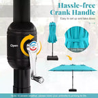 Set da pranzo da giardino Costway 11 pezzi con ombrellone a doppio lato da 4,5 m (base inclusa) beige/caffè/blu scuro/arancione/vino/grigio