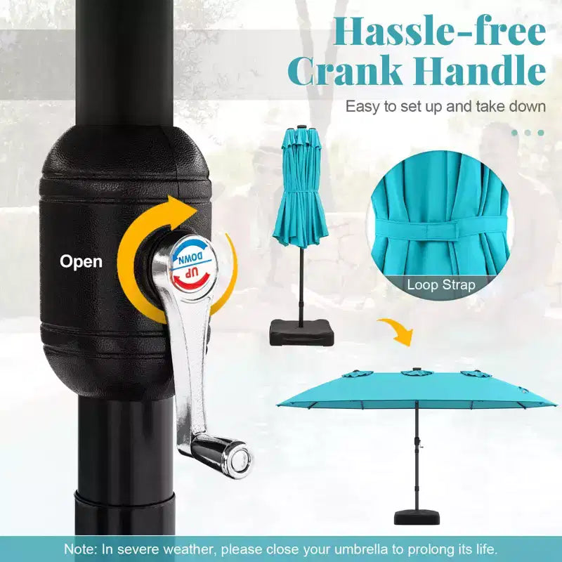 Set da pranzo da giardino Costway 11 pezzi con ombrellone a doppio lato da 4,5 m (base inclusa) beige/caffè/blu scuro/arancione/vino/grigio