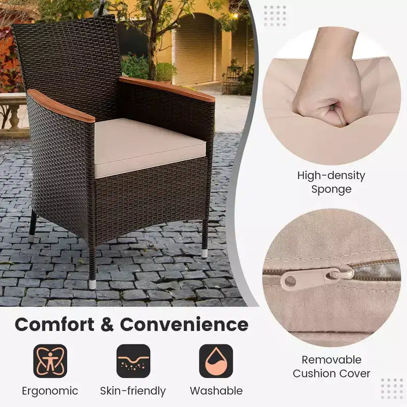 Set da pranzo da giardino Costway 11 pezzi con ombrellone a doppio lato da 4,5 m (base inclusa) beige/caffè/blu scuro/arancione/vino/grigio