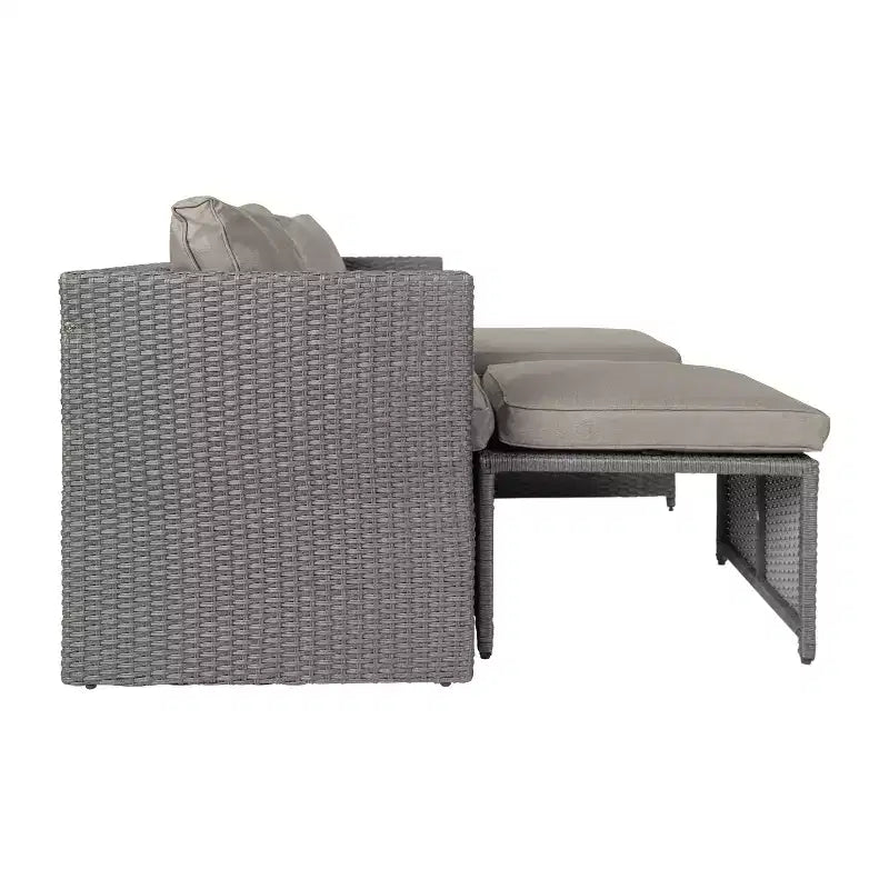 Flash Furniture Nico Ensemble Canapé Modulaire d'Intérieur/Extérieur avec Table et Poufs