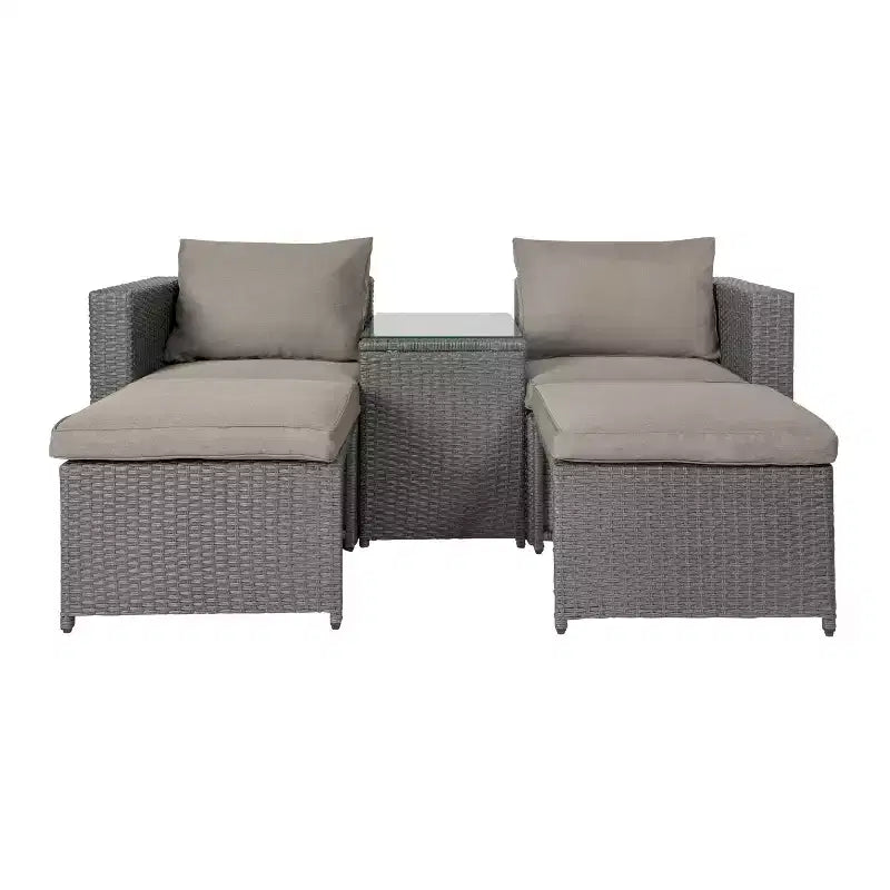 Flash Furniture Nico Ensemble Canapé Modulaire d'Intérieur/Extérieur avec Table et Poufs