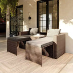 Flash Furniture Nico Ensemble Canapé Modulaire d'Intérieur/Extérieur avec Table et Poufs