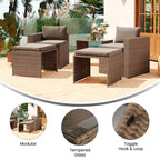 Flash Furniture Nico Ensemble Canapé Modulaire d'Intérieur/Extérieur avec Table et Poufs
