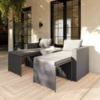 Flash Furniture Nico Ensemble Canapé Modulaire d'Intérieur/Extérieur avec Table et Poufs