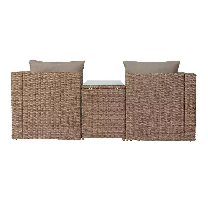 Flash Furniture Nico Ensemble Canapé Modulaire d'Intérieur/Extérieur avec Table et Poufs
