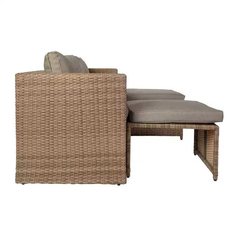 Flash Furniture Nico Ensemble Canapé Modulaire d'Intérieur/Extérieur avec Table et Poufs