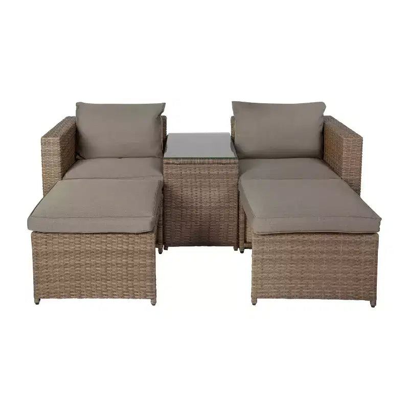 Flash Furniture Nico Ensemble Canapé Modulaire d'Intérieur/Extérieur avec Table et Poufs