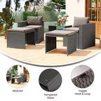 Flash Furniture Nico Ensemble Canapé Modulaire d'Intérieur/Extérieur avec Table et Poufs