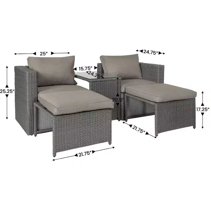 Flash Furniture Nico Ensemble Canapé Modulaire d'Intérieur/Extérieur avec Table et Poufs