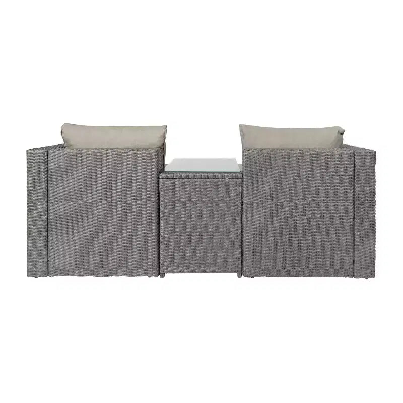 Flash Furniture Nico Ensemble Canapé Modulaire d'Intérieur/Extérieur avec Table et Poufs