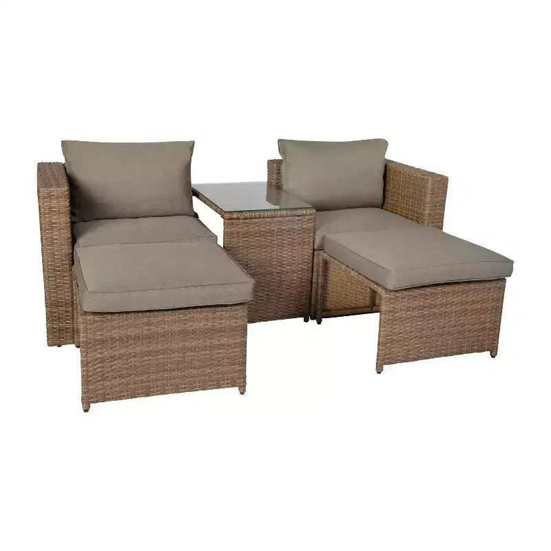 Flash Furniture Nico Ensemble Canapé Modulaire d'Intérieur/Extérieur avec Table et Poufs