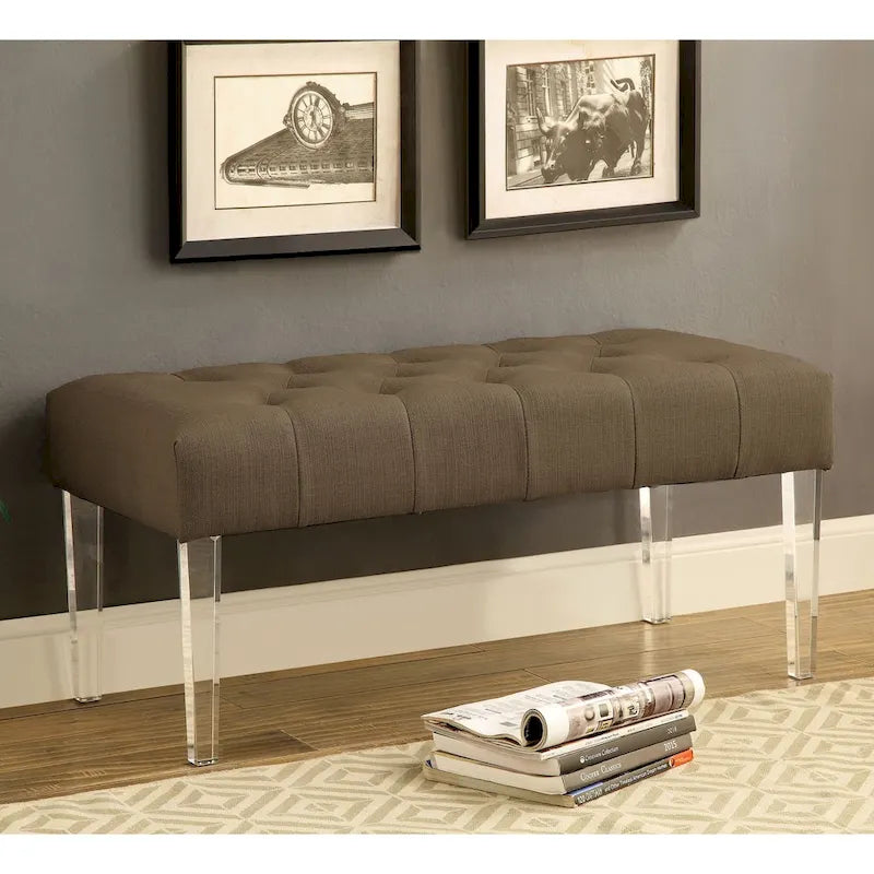 Panca accentuata Noor con bottoni in tessuto di Furniture of America