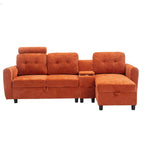 HOMEFUN Canapé Sectionnel Convertible en Velours/PU/Tissu Capitonnage en Forme de L avec Rangement