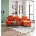 HOMEFUN Canapé Sectionnel Convertible en Velours/PU/Tissu Capitonnage en Forme de L avec Rangement
