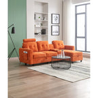 HOMEFUN Canapé Sectionnel Convertible en Velours/PU/Tissu Capitonnage en Forme de L avec Rangement