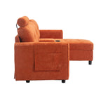 HOMEFUN Canapé Sectionnel Convertible en Velours/PU/Tissu Capitonnage en Forme de L avec Rangement