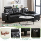 HOMEFUN Canapé Sectionnel Convertible en Velours/PU/Tissu Capitonnage en Forme de L avec Rangement