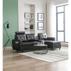HOMEFUN Canapé Sectionnel Convertible en Velours/PU/Tissu Capitonnage en Forme de L avec Rangement