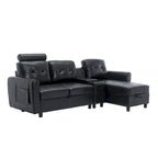 HOMEFUN Canapé Sectionnel Convertible en Velours/PU/Tissu Capitonnage en Forme de L avec Rangement