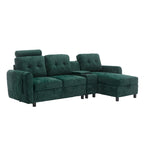HOMEFUN Canapé Sectionnel Convertible en Velours/PU/Tissu Capitonnage en Forme de L avec Rangement