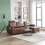 HOMEFUN Canapé Sectionnel Convertible en Velours/PU/Tissu Capitonnage en Forme de L avec Rangement