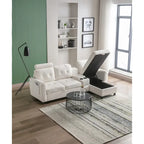 HOMEFUN Canapé Sectionnel Convertible en Velours/PU/Tissu Capitonnage en Forme de L avec Rangement