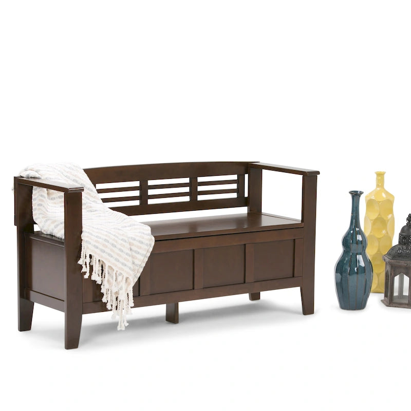 WYNDENHALL Chandler Banc de rangement d'entrée contemporain en bois massif de 48 pouces de large - 48 x 17 x 25,2