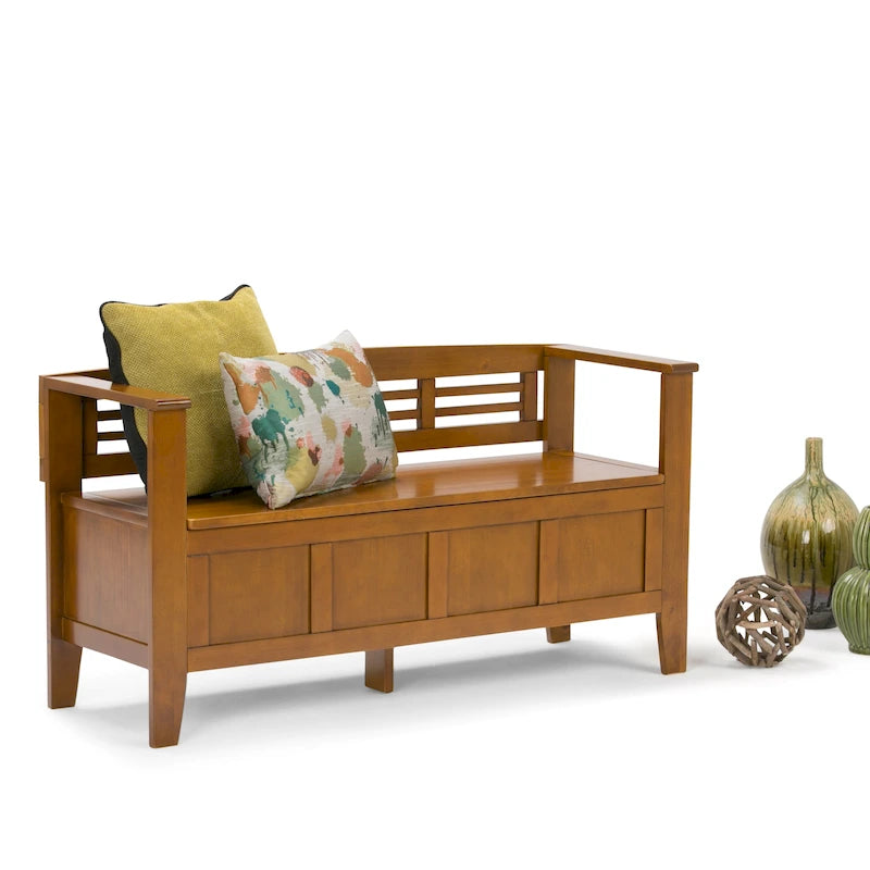 WYNDENHALL Chandler Banc de rangement d'entrée contemporain en bois massif de 48 pouces de large - 48 x 17 x 25,2