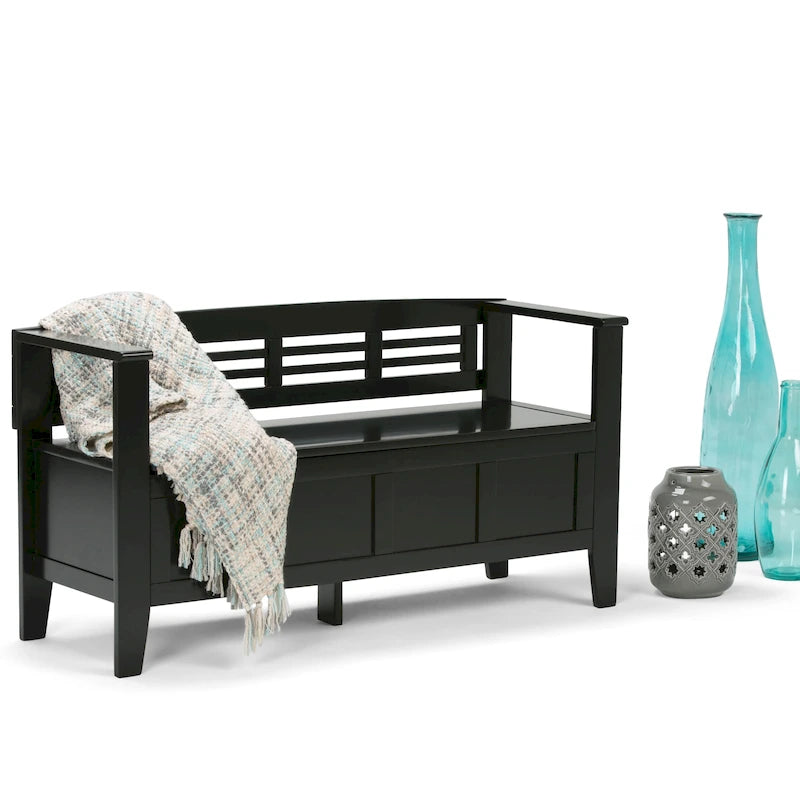 WYNDENHALL Chandler Banc de rangement d'entrée contemporain en bois massif de 48 pouces de large - 48 x 17 x 25,2