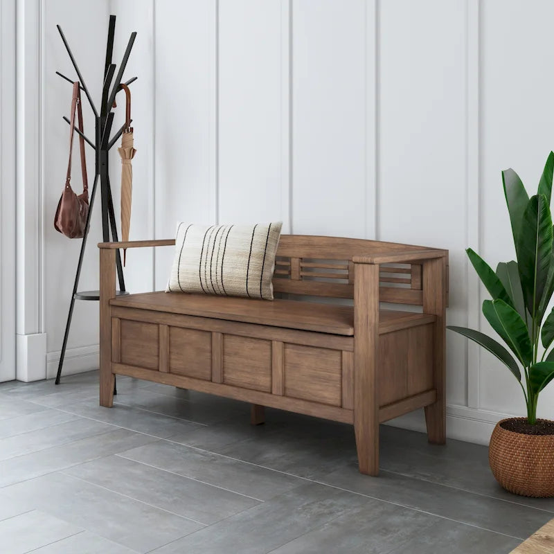 WYNDENHALL Chandler Banc de rangement d'entrée contemporain en bois massif de 48 pouces de large - 48 x 17 x 25,2