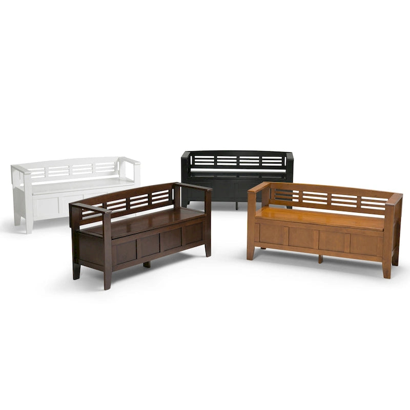 WYNDENHALL Chandler Banc de rangement d'entrée contemporain en bois massif de 48 pouces de large - 48 x 17 x 25,2