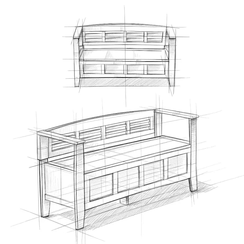 WYNDENHALL Chandler Banc de rangement d'entrée contemporain en bois massif de 48 pouces de large - 48 x 17 x 25,2